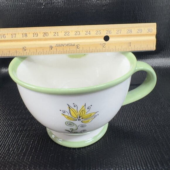 Starbucks Nurturing White Green Floral 10oz Coffee Cup Mug Set 2 Mugs Cups VTG - Picture 4 of 13